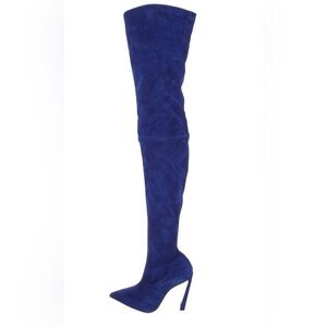Christian Louboutin Condora 100 blue suede over the knee boots 37.5